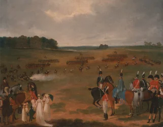 Eine Überprüfung der Londoner Freiwilligen-Kavallerie und der Fliegenden Artillerie im Hyde Park im Jahr 1804
